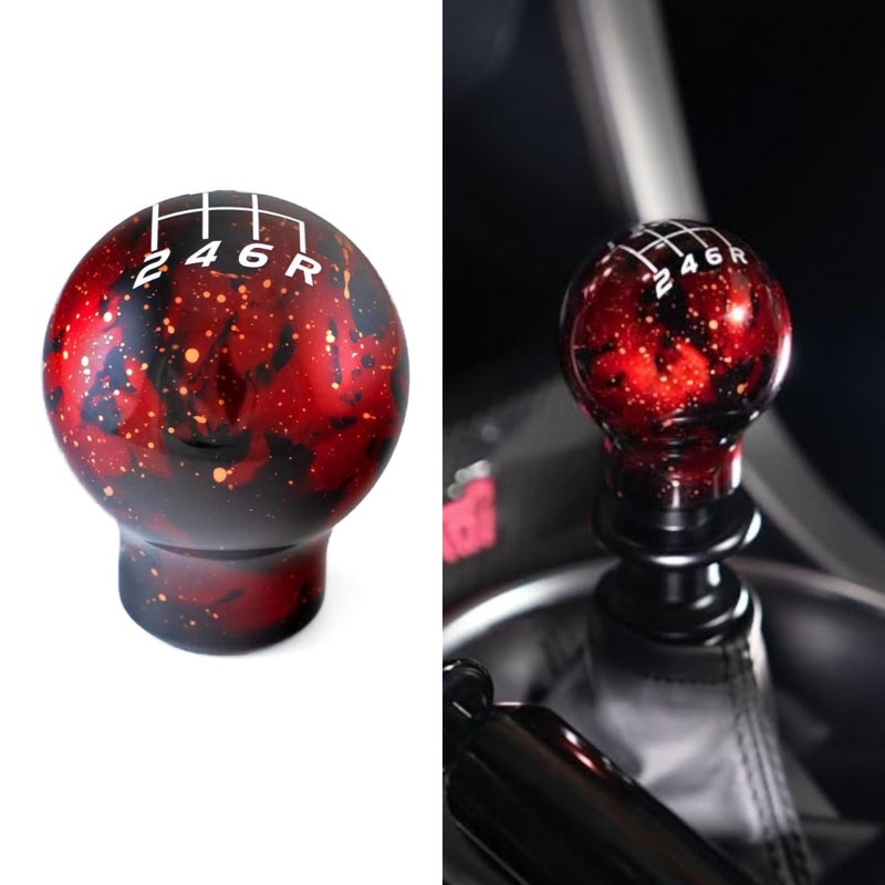 Billetworkz Cosmic Space Shift Knob Compatible with Subaru 6 Speed WRX: 2015-25 / STI: 2004-21, Cosmic Red - Image 1